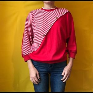 80s Striped Red & White Sweater Vtg Vintage 1980s